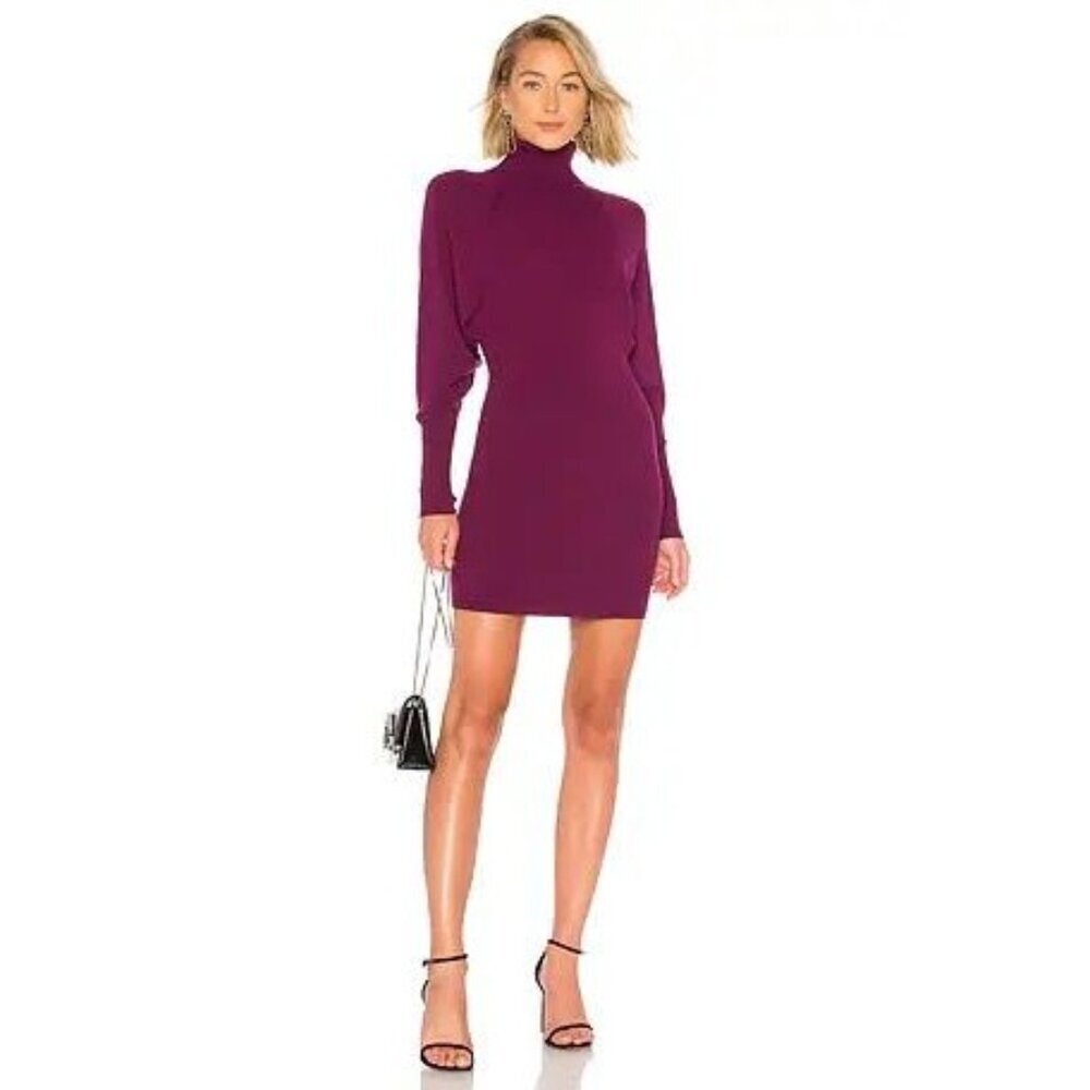 A.L.C. Caren Mini Dress in Deep Orchid Dolman Turtleneck Women Size M ($425)